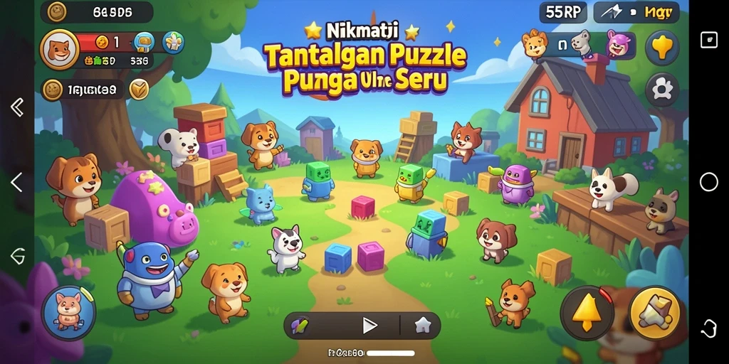 Screenshot 55RP menampilkan gameplay dalam menyelesaikan puzzle yang menarik.