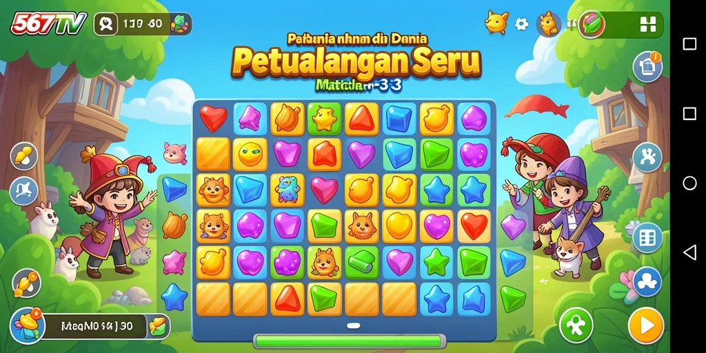 Tangkapan layar utama 567TV menunjukkan gameplay menarik Match-3.
