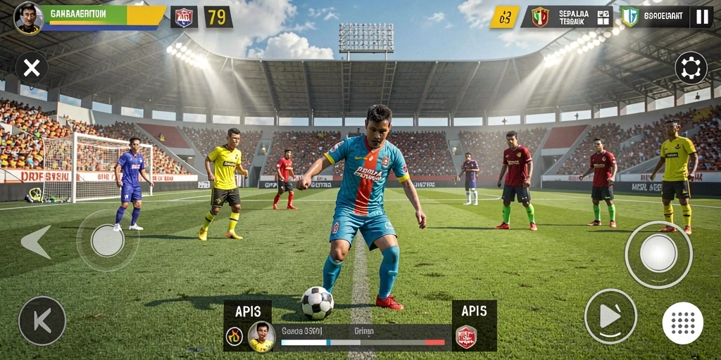 Tampilan gameplay menegangkan dalam API36 dengan aksi sepak bola yang menarik.