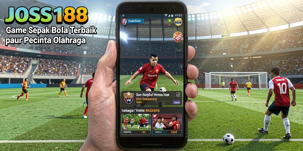 Screenshot gameplay JOSS188, menampilkan aksi seru di lapangan sepak bola.