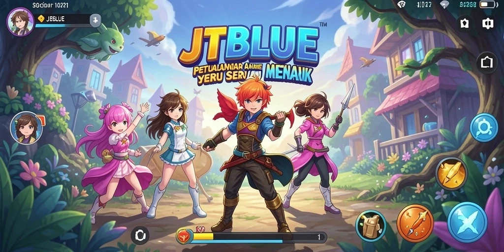 Screenshot JTBLUE menampilkan pertarungan karakter anime yang mendebarkan.