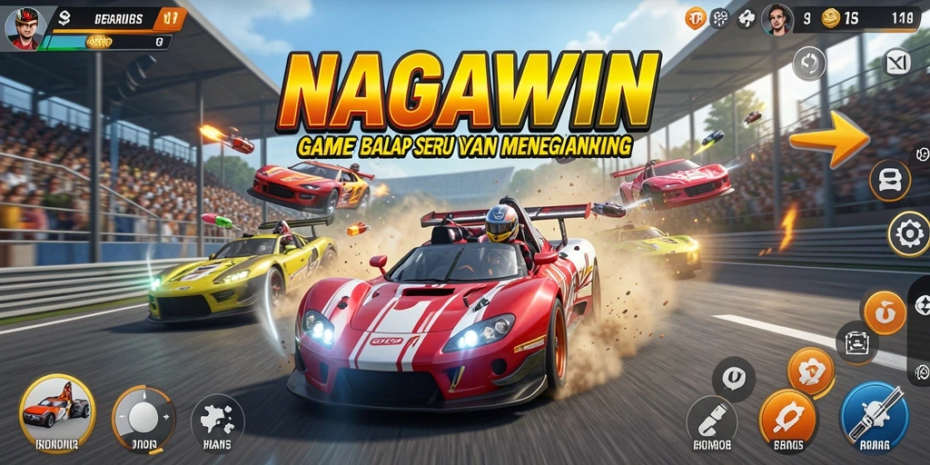 Gameplay NAGAWIN yang menegangkan saat balapan.