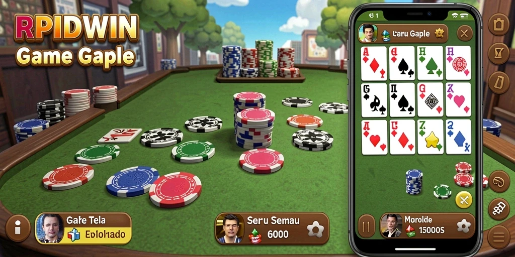 Screenshot RPIDWIN menampilkan gameplay Gaple yang seru dan interaktif.