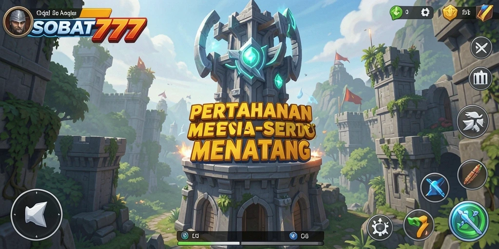Tangkapan layar dari gameplay Tower Defense SOBAT777 yang menegangkan.