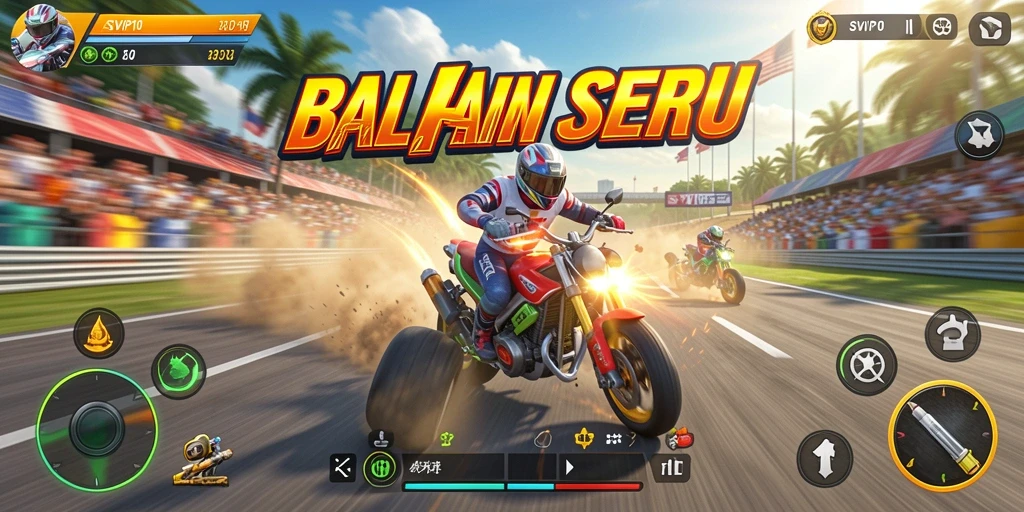 Tampilan gameplay seru dari SVIP10 saat balapan di lintasan.