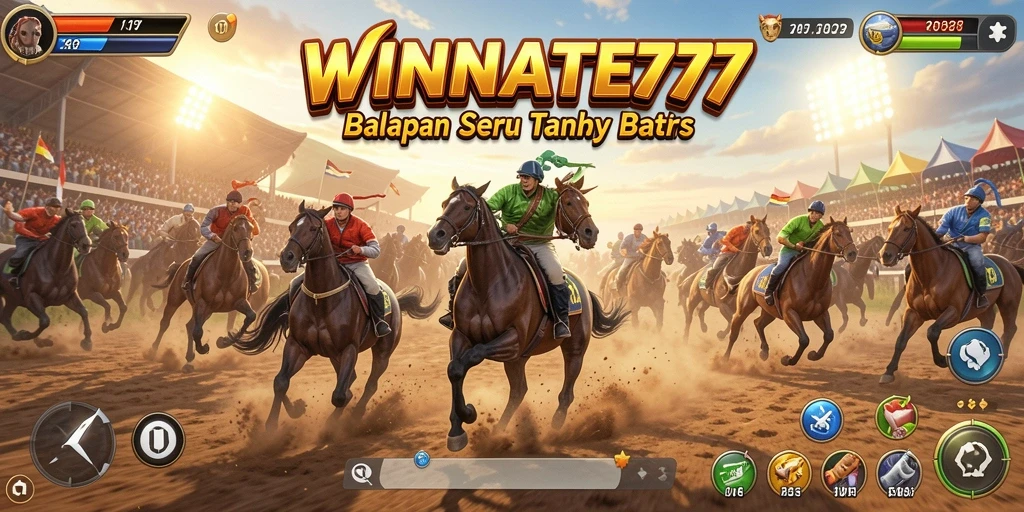 Screenshot permainan <strong>WINRATE777</strong> yang menunjukkan aksi balapan yang seru.